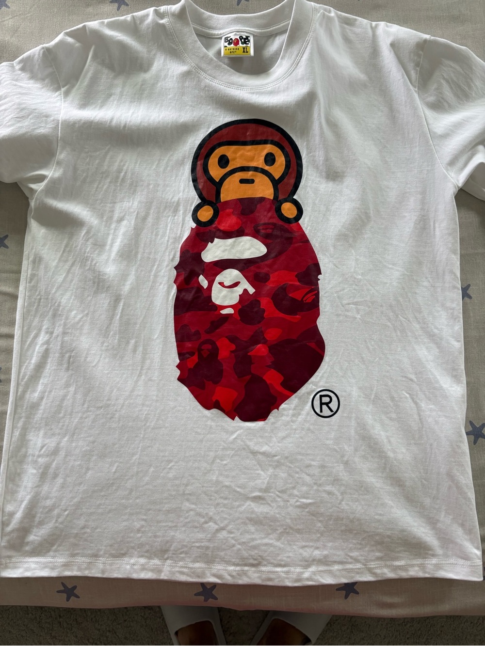 A Bathing Ape Baby Milo Red Camo Graphic Men's Cotton Short Sleeve T-Shirt XL
